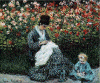 Camille Monet and a Child in the Artists Garden in Argenteuil